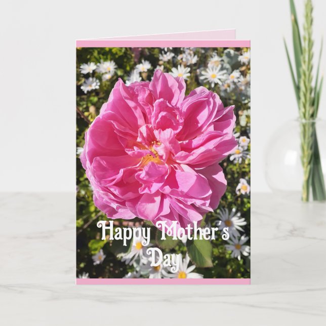 Pink Flowers Floral Rose Roses Mothers Day Card (Front)