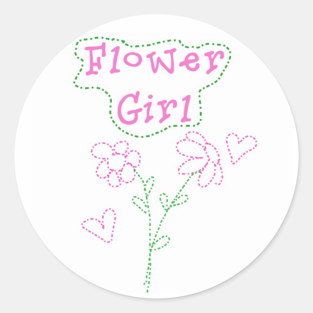 Pink Flowers Flower Girl Classic Round Sticker (Front)