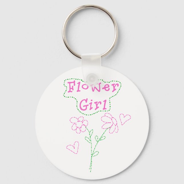 Pink Flowers Flower Girl Key Ring (Front)
