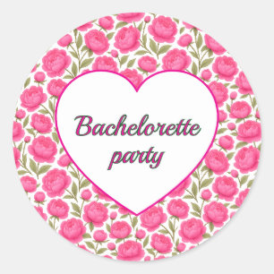 Pink flowers for Bachelorette Party participants Classic Round Sticker