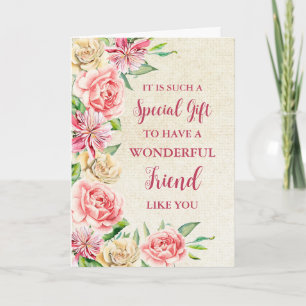 Pink Flowers Friend Happy Mother's Day Card