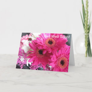 Pink Flowers Get Well Soon Card