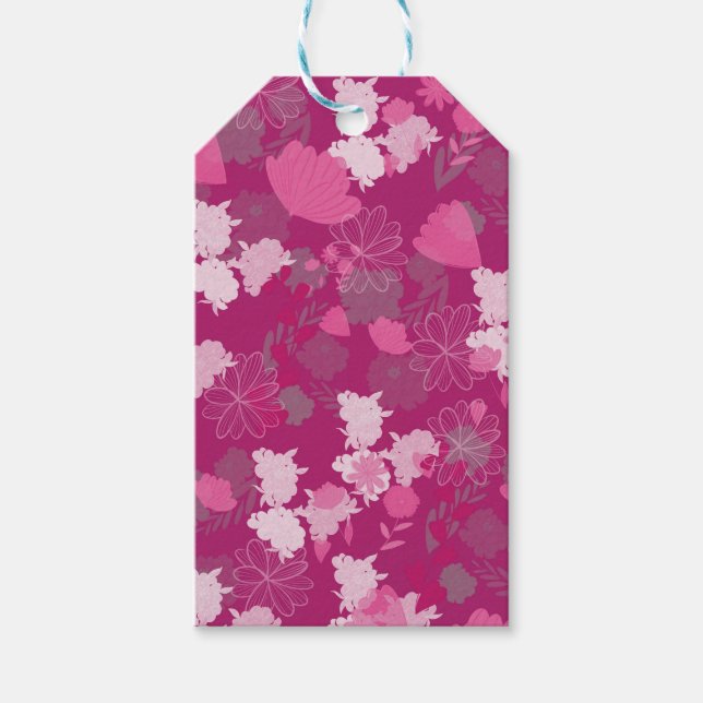pink flowers gift tags (Front)