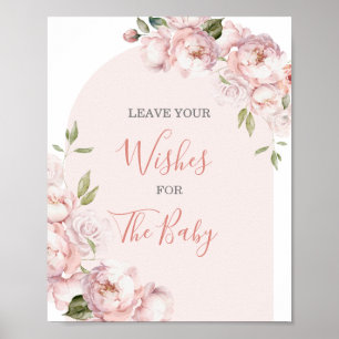 Pink Flowers Girl Baby In Bloom Leave Your Wishes Poster