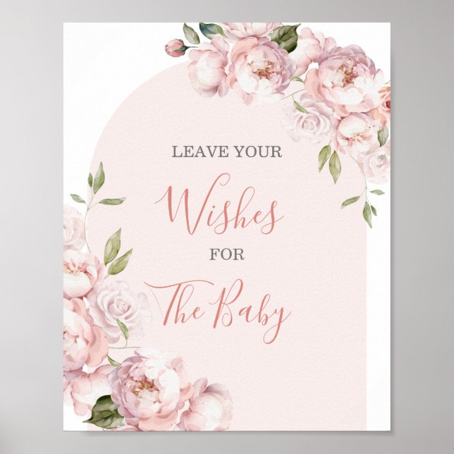Pink Flowers Girl Baby In Bloom Leave Your Wishes Poster (Front)