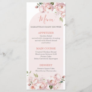 Pink Flowers Girl Baby Shower Baby in Bloom Menu