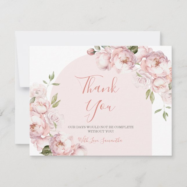 Pink Flowers Girl Baby Shower Baby in Bloom Thank You Card (Front)