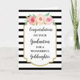 Pink Flowers Goddaughter Graduation Card