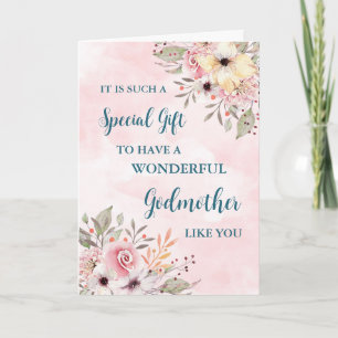 Pink Flowers Godmother Happy Mother's Day Card