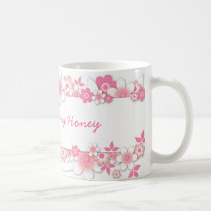 Pink flowers, Good Morning Honey Coffee Mug