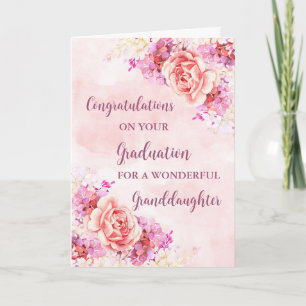 Pink Flowers Granddaughter Graduation Card