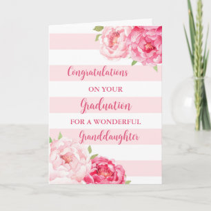 Pink Flowers Granddaughter Graduation Card