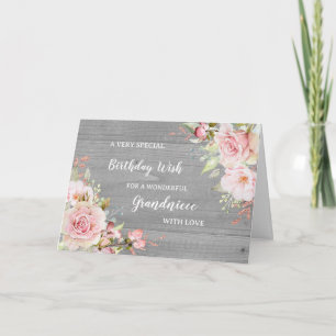Pink Flowers Grandniece Birthday Card