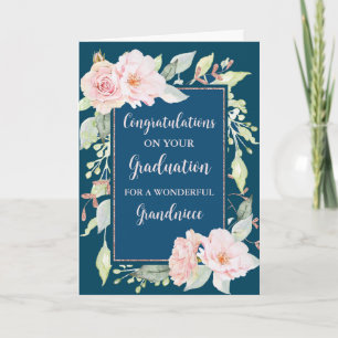 Pink Flowers Grandniece Graduation Card