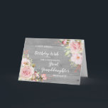 Pink Flowers Great Granddaughter Birthday Card<br><div class="desc">Pretty and thoughtful greeting card for your great granddaughter's birthday with light blush pink watercolor flowers,  rustic wood pattern and hand lettered style text.</div>