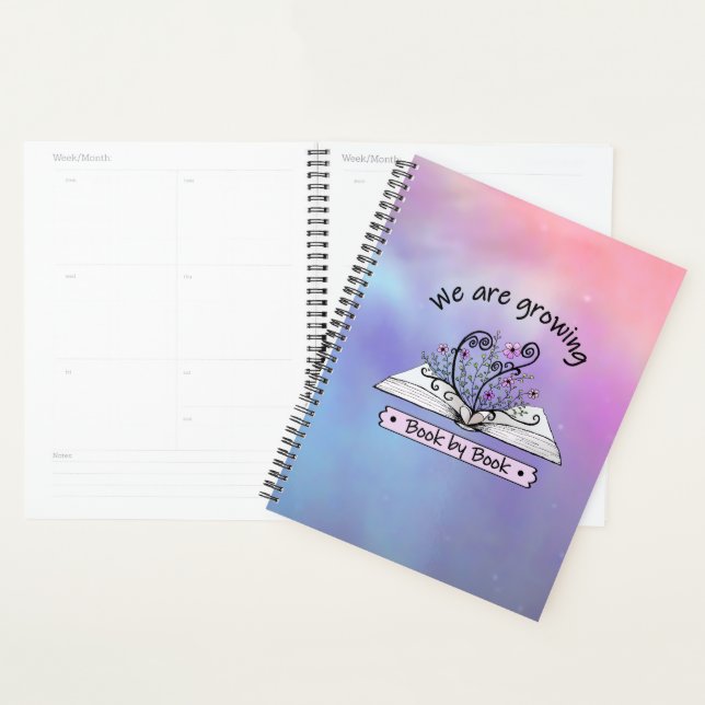 Pink flowers grown from book planner (Display)