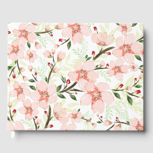 Pink flowers guest book