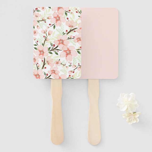 Pink flowers hand fan (Front and Back)