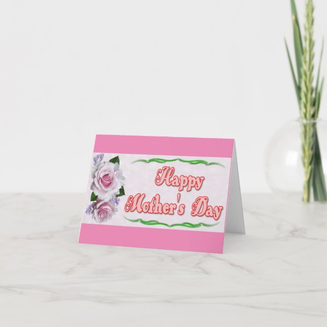 Pink  Flowers Happy Mother's Day Card (Front)