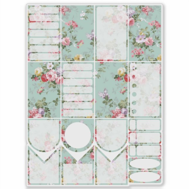  Pink Flowers Happy Planner Stickers  (Front)