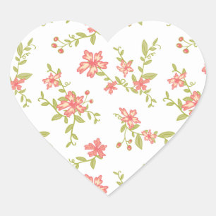 Pink Flowers Heart Sticker