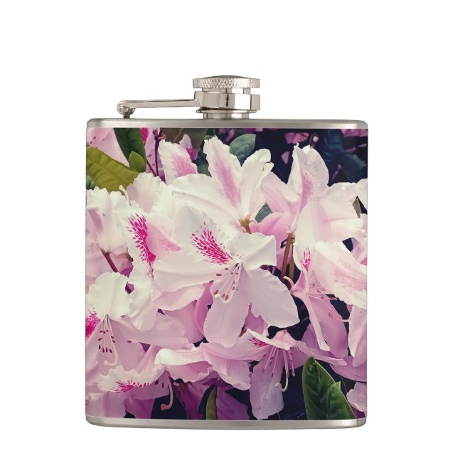 Pink flowers hip flask (Front)