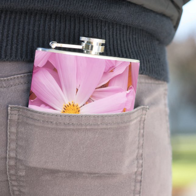 Pink Flowers Hip Flask (In Situ)
