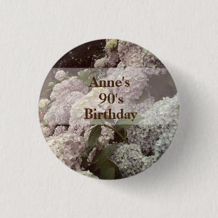 Pink Flowers Hydrangea 90th Birthday Badges