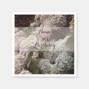 Pink Flowers Hydrangea 90th Birthday Napkins
