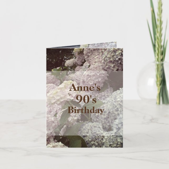 Pink Flowers Hydrangea  90th Birthday Postcard (Front)