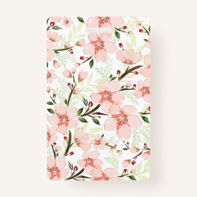 Pink flowers ID badge (Front)