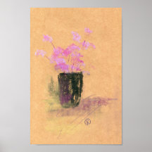 Pink flowers in a black vase