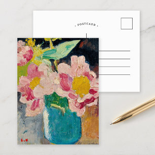 Pink Flowers in a Blue Vase Louis Valtat Postcard