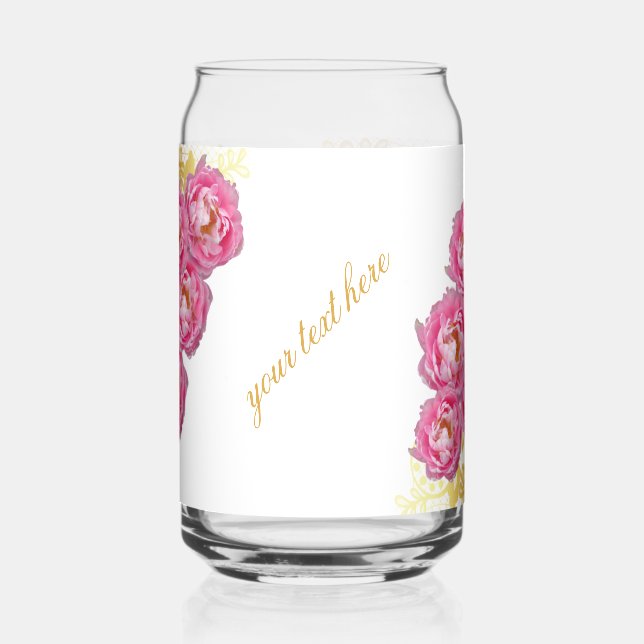 pink flowers in a gold frame  editable  can glass (Left)