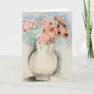 Pink Flowers in a Vase Christopher Wood Card