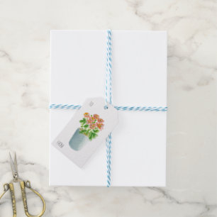 Pink Flowers in Blue Pot Gift Tag