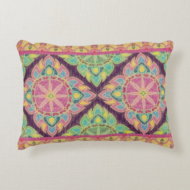 Pink Flowers in the Garden Decorative Cushion (Front)