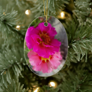 Pink flowers in the sun ceramic tree decoration
