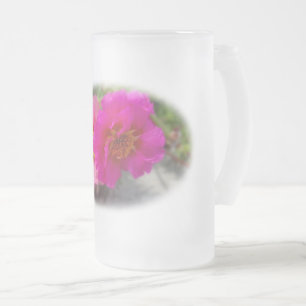Pink flowers in the sun frosted glass beer mug