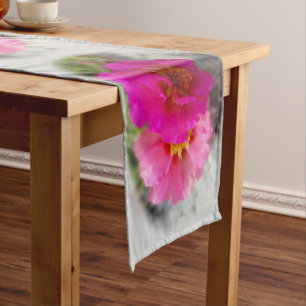 Pink flowers in the sun long table runner