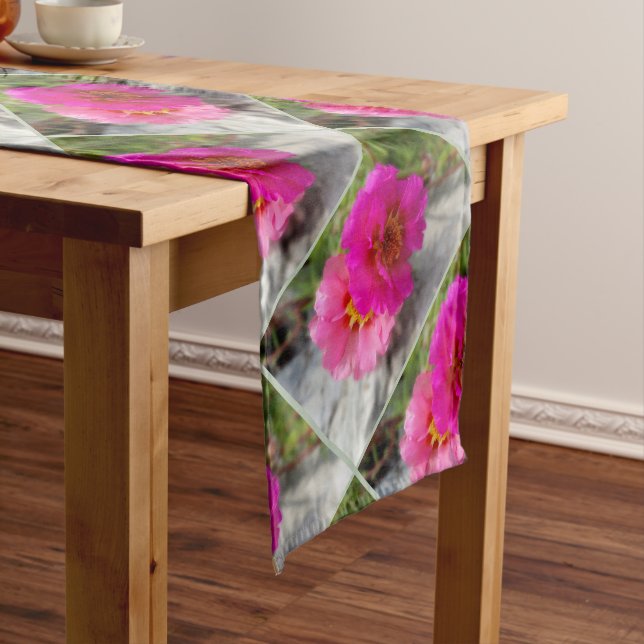 Pink flowers in the sun long table runner (In Situ)