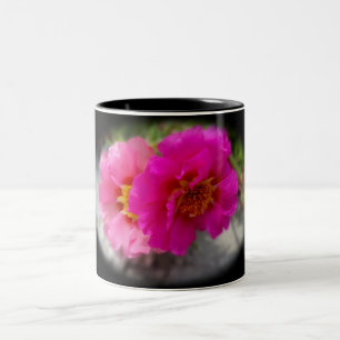 Pink flowers in the sun Two-Tone coffee mug