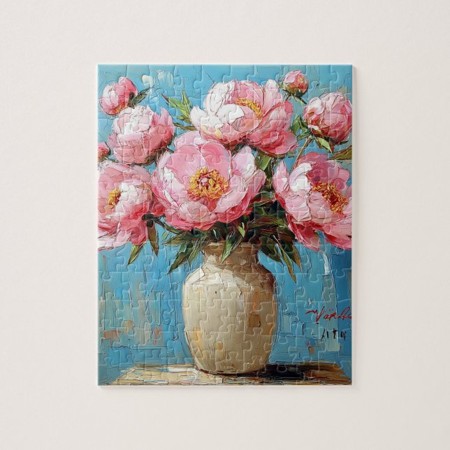 Pink Flowers In Vase puzzle (Vertical)