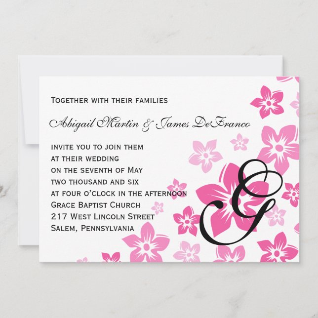 Pink Flowers Invitation (Front)