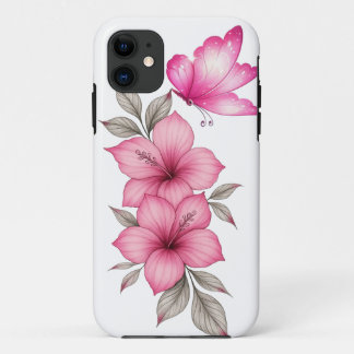 pink flowers iphone case