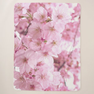 Pink Flowers Japanese Cherry Blossom Sherpa Blanket