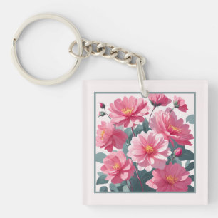 Pink Flowers Key Ring