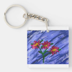 Pink Flowers Key Ring
