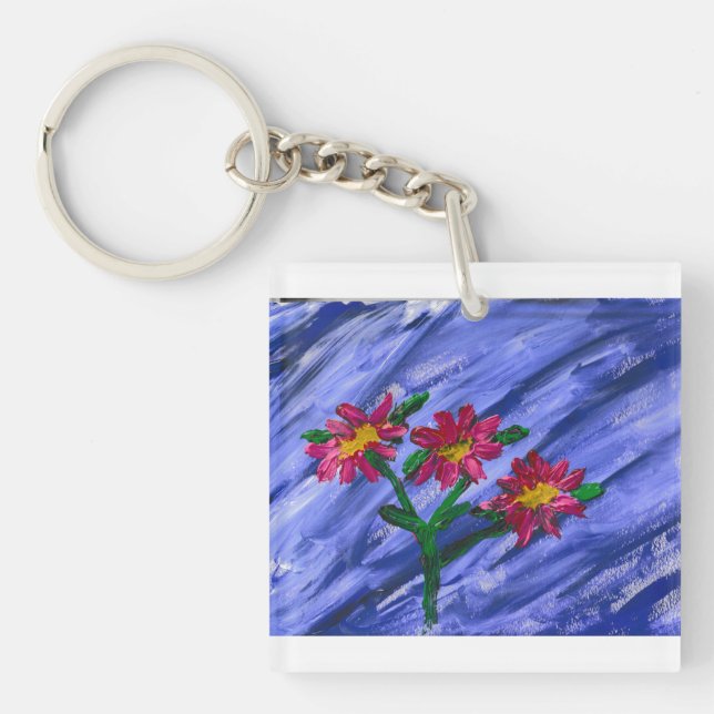 Pink Flowers Key Ring (Front)