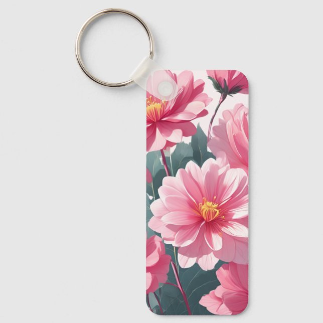 Pink Flowers Key Ring (Front)